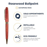 Dayspring Pens Personalized Wooden Pen Set | Engraved Rosewood Wood Ballpoint Gift Pen and Matching Wood Box. Custom Engraved for Any Occassion. Dayspring Pens