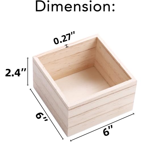 CALPALMY (8 Pack) 6" x 6" Unfinished Wooden Box Storage - Small Wooden Boxs for Crafts, Home Decor, and Wooden Centerpieces for Tables