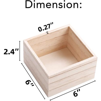 CALPALMY (12 Pack) 6" x 6" Unfinished Wooden Box Storage Organizer Small Wooden Boxs for Art Crafts Collectibles Home Venue Decor