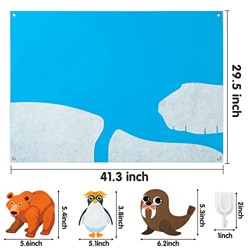 WATINC 46Pcs Polar Animals Felt Board Story Set Arctic Antarctica Ocean Animal Bear Penguin Whale Preschool Large Wall Storyboard Early Learning Play - WoodArtSupply