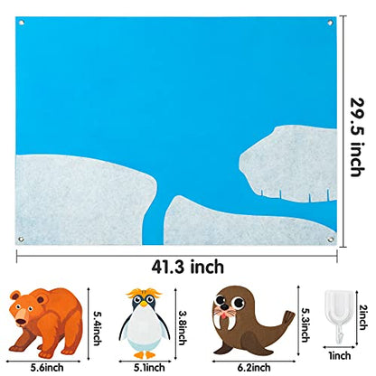 WATINC 46Pcs Polar Animals Felt Board Story Set Arctic Antarctica Ocean Animal Bear Penguin Whale Preschool Large Wall Storyboard Early Learning Play - WoodArtSupply