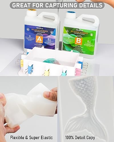 Nicpro 74oz Silicone Mold Making Kit, Platinum Liquid Silicone Rubber for Mold Maker, Translucent Flexible & Food Safe Mix Ratio 1:1 for Casting 3D Nicpro