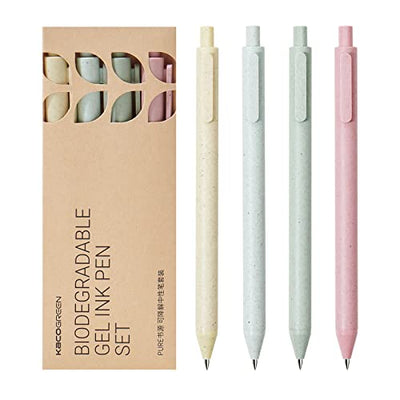 Kaco Eco Friendly Pens 4 Pieces Cute Colorful Gel Ink Pens with Black Ink Retractable Colored Pen Set Office School Supplies Statonary