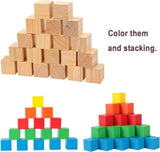 4PACK Wooden Blocks for Crafts, Unfinished Wood Cubes Blocks, 3 Inch Natural Wooden Blocks, Wood Square Blocks, Wooden Cubes for Arts and Crafts and PONGJA