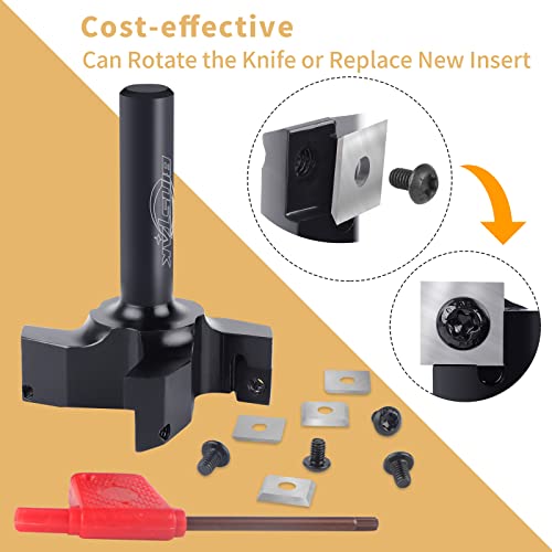 CNC Spoilboard Surfacing Router Bit, 1/2" Shank 2-1/2" Cutting Diameter, Carbide Insert Slab Flattening Router Bit Planing Bit Wood Planer Bit BINSTAK