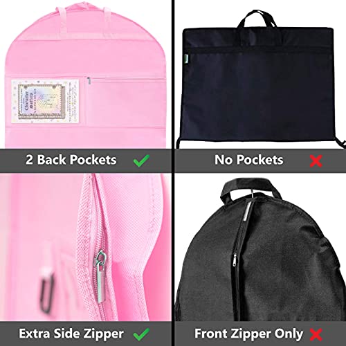Waterproof Hanging Garment Bag 40 inch Clothes Bag with Gusset, 5 Pockets & Side Zip for Dance Costumes, Sports, Skating, Theatre, Beauty Pageants, Kendall Country