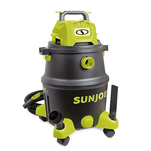 Sun Joe SWD12000 12-Gallon 1200-Watt 6.5 Peak HP Wet/Dry Shop Vacuum, HEPA Filtration, Wheeled w/Cleaning Attachments, for Home, Workshops, Pet Hair - WoodArtSupply