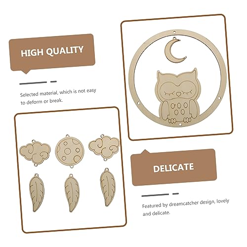 DECHOUS 2 Pcs Wind Chime Ornament Baby Nursery Wood Cutout Wood Dream Catcher Dream Catcher Making Kit Baby Nursery Wood Hanging Dream Catchers DECHOUS