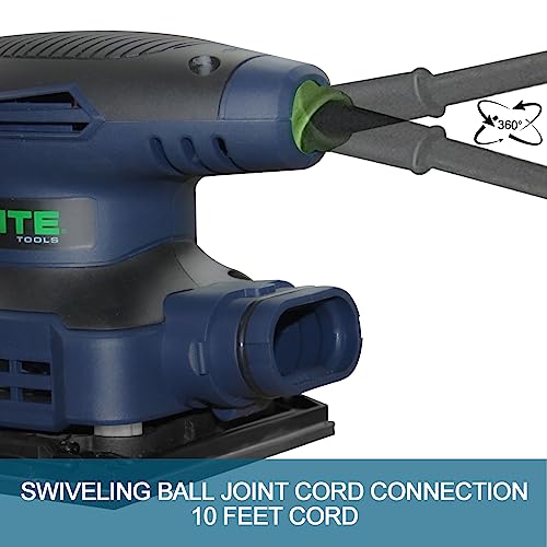 ZEITE 2.4 Amp Electric Palm Sander with 12Pcs Sandpapers, 1/4 Sheet Orbital Finishing Sander for Woodworking, 10 Ft Cord Hand Sander for Polishing Zeite