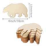 Bear Wooden Blank Grizzly Wood Wall Art Unfinished Ornaments for Christmas Wedding Birthday Party Thanksgiving Day Decoration 20Pcs. Zontween