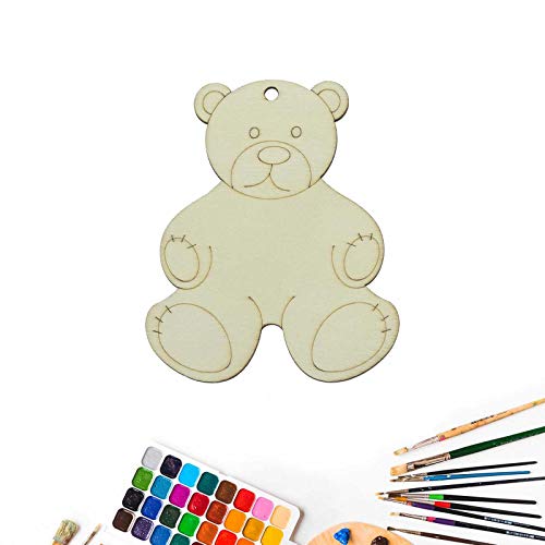 Lilyzhu 20-Pack Wooden Bear Shaped Cutouts Hanging Wood Sign for DIY Crafts (3.2 x 3.8 x 0.1 in) Lilyzhu