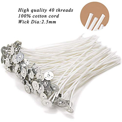 EricX Light 100 Piece Cotton Candle Wick 6" Pre-Waxed for Candle Making,Candle DIY - WoodArtSupply