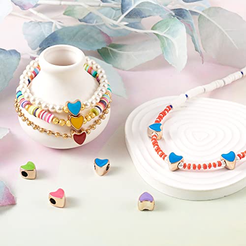 Craftdady 100pcs Enamel Love Heart European Beads Large Hole Acrylic Heart Loose Spacer Beads Random Mixed Color 11.5x11.5mm for Jewelry Making Hole: Craftdady