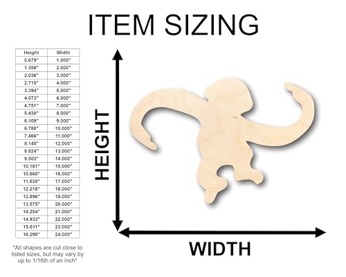 Unfinished Wood Goofy Monkey Shape - Craft - up to 36" DIY 10" / 3/4" 24 Hour Crafts