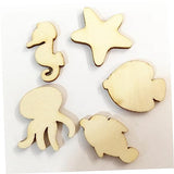 Garneck 50pcs Pieces Crafts for Kids Blank Wooden Animals Wood Octopus Ocean Animals Wood Cutouts Unfinished Wood Cutouts Hangers to Decorate Wooden Garneck
