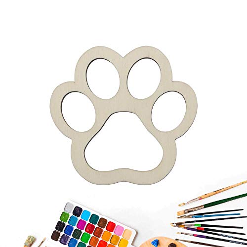 JANOU 6pcs Big Paw Shaped Wooden Cutouts Dog Cat Claws Cutouts Unfinished Wood Pet Paw Wood DIY Craft Embellishments Gift Ornaments Decoration, JANOU