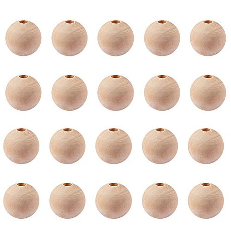 PH PandaHall Wooden Beads, 50Pcs 30mm(1.2 Inch) Natural Unfinished Wood Spacer Beads Round Wooden Ball Loose Beads for Crafts DIY Jewelry Garland PH PandaHall