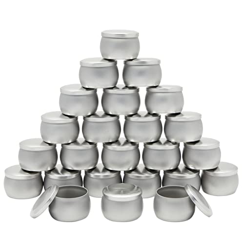 Bright Creations 24 Pack Small 4 oz Candle Tins for Making Candles with Lids, Round Containers for DIY Crafts (Silver, 3 x 2 in) Bright Creations