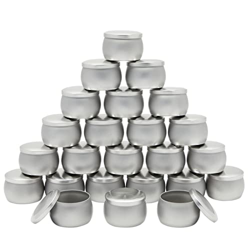 Bright Creations 24 Pack Small 4 oz Candle Tins for Making Candles with Lids, Round Containers for DIY Crafts (Silver, 3 x 2 in) - WoodArtSupply