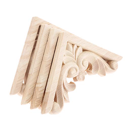 MUXSAM Furniture Applique, 8x8cm/3.15"x3.15", Wood Carved Corner Onlay Unpainted Frame Decal for Wall Cabinet Door Bed Dresser Mirror MUXSAM