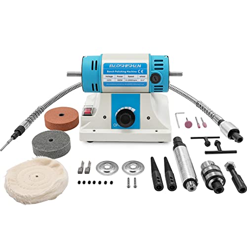 BAOSHISHAN Jewelry Polisher, Bench Buffer Polishing Machine with Accessories, Multi-Function Benchtop Polisher Grinder, 110V for Jewelry, Wood,