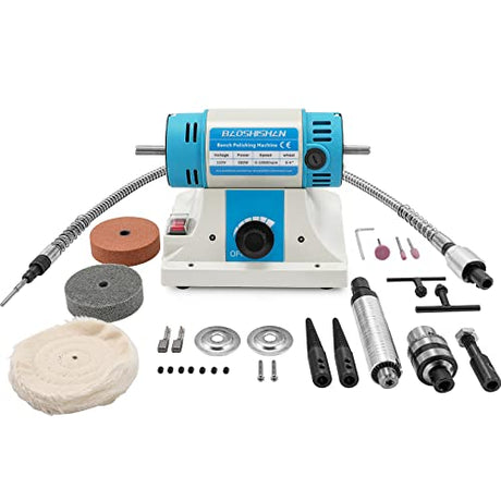 BAOSHISHAN Jewelry Polisher, Bench Buffer Polishing Machine with Accessories, Multi-Function Benchtop Polisher Grinder, 110V for Jewelry, Wood, BAOSHISHAN
