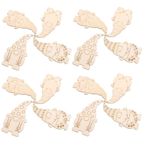 VOSAREA 40Pcs Christmas Gnome Wood Cutouts Unfinished Christmas Wooden Ornaments Xmas Tree Hanging Embellishments Crafts for DIY Arts Crafts Holiday VOSAREA