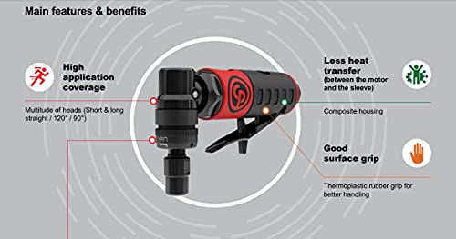 Chicago Pneumatic CP7408 - Air Die Grinder Tool, Welder, Woodworking, Automotive Car Detailing, Stainless Steel Polisher, Heavy Duty, Right Angle - WoodArtSupply