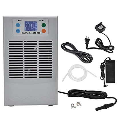 2 in 1 Water Chiller, 35L 1-3L Aquarium Heaters Aquarium Chiller for Axolotl Jellyfish Coral Reef Shrimp, 100W Smart Industrial Chiller with Pump - WoodArtSupply