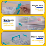 TERGOO 2 Layer Plastic Storage Containers with Lids, Multipurpose Clear Stack & Carry Box, Portable Craft Organizers and Storage Bin for Organizing TERGOO