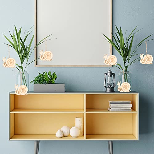 EXCEART Unfinished Wooden Snail Cutouts: 50 Sets Blank Wood Sail Shaped Pieces Insect Animal Life Model with Hemp Ropes for Home Decor Ornament DIY EXCEART