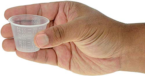 [200 Count - 1 oz.] Perfect Stix Disposable Graduated Plastic Medicine Cups - For Mixed Pills, Medication Measuring, Resin Mixing, Mouthwash - WoodArtSupply