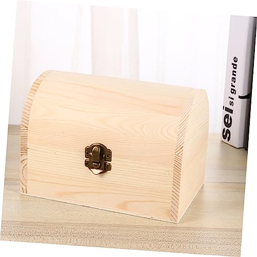 VILLCASE 3Pcs arched wooden box small wood crate jewelry organizer sundries organizer unfinished wooden case treasure case wood decor mini decor VILLCASE