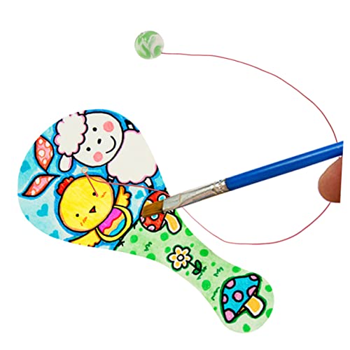 Cabilock 10pcs White Billet Wooden Racket Wooden Jigsaw Puzzles for Kids Kid Tennis Racket Kids Beach Toys Pickleball Paddle Classic Paddleball Game Cabilock