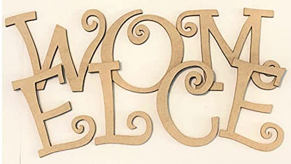 Unfinished 6 Inch Wooden Letter L Curlz Font, Blank Wood Alphabet Girl Letters for Nursery Wall Decor, Paintable Crafts