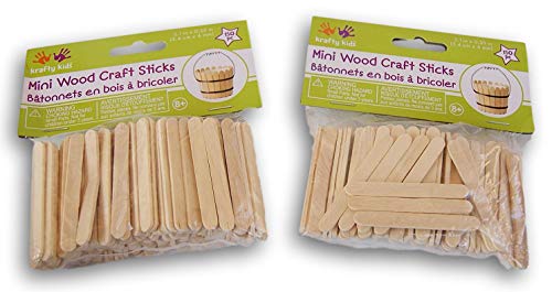 Krafty Kids CW496 Craftwood Mini Craft Sticks - 2.13in by 0.25in Natural Unfinished - 300 Pc