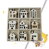 SEWACC 45pcs Unfinished Wooden Cutouts Wooden Houses Shapes Embellishments Hanging Ornaments Wooden House Cutout Slices for DIY Craft Christmas Decor SEWACC