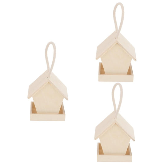 Yardwe 3pcs Wooden Bird Feeder Hanging Bird House Outdoor Bird House Unfinished Wooden Birdhouse Wooden Birdhouses to Paint Outside Bird Feeder - WoodArtSupply