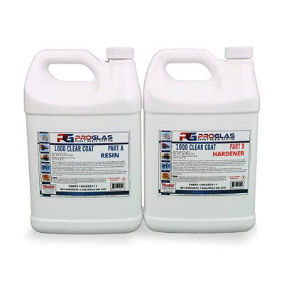 ProGlas 1000 Crystal Clear Table Top Epoxy Resin Coating for Wood, Tabletop, Countertop, Art and Crafts - 2 Gallon Kit