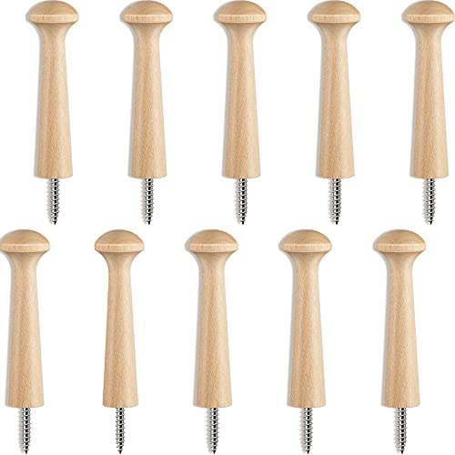 Wooden Shaker Peg Wood Screw-on Shaker Pegs 2.9 Inch Long Unfinished Wood Shaker Racks for Hanging Clothes Hats Towel and More DIY Paint Color (10 - WoodArtSupply