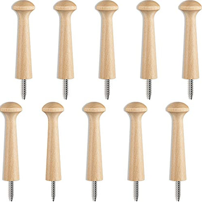 Wooden Shaker Peg Wood Screw-on Shaker Pegs 2.9 Inch Long Unfinished Wood Shaker Racks for Hanging Clothes Hats Towel and More DIY Paint Color (10 - WoodArtSupply