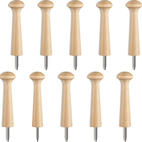 Wooden Shaker Peg Wood Screw-on Shaker Pegs 2.9 Inch Long Unfinished Wood Shaker Racks for Hanging Clothes Hats Towel and More DIY Paint Color (10 Jetec