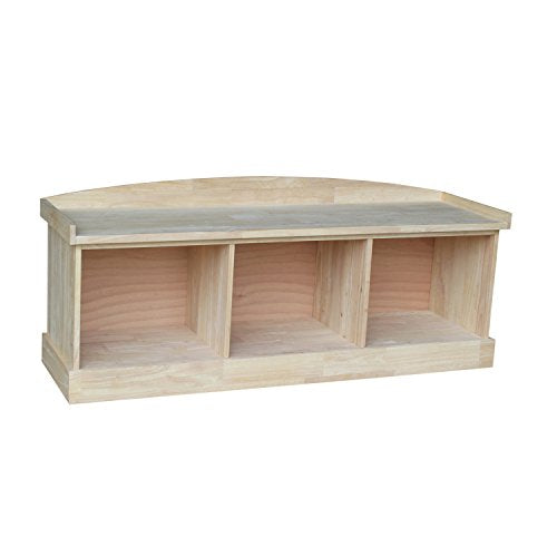 Unfinished Solid Hardwood Storage Bench with Butcher Block Surface by IC International Concepts IC International Concepts