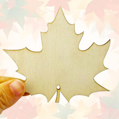 30pcs Unfinished Maple Leaf Wood DIY Crafts Cutouts Wooden Maple Leaf Shaped Hanging Ornaments for Fall Harvest Thanksgiving Christmas Home Party