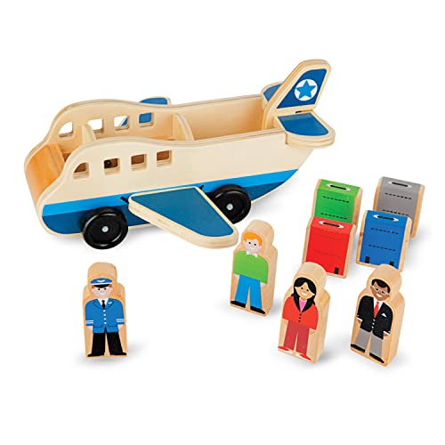 Melissa & Doug Wooden Airplane Play Set With 4 Play Figures and 4 Suitcases - Toy Airplane For Toddlers, Classic Wooden Toys For Kids Melissa & Doug