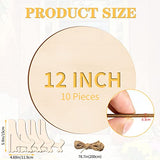 12 Inch Wood Circles for Crafts, 10Pcs Unfinished Wood Crafts with Holders, DIY Wood Rounds for Cricut Projects, Door Hanger, Wood Burning, Painting, Brmeday