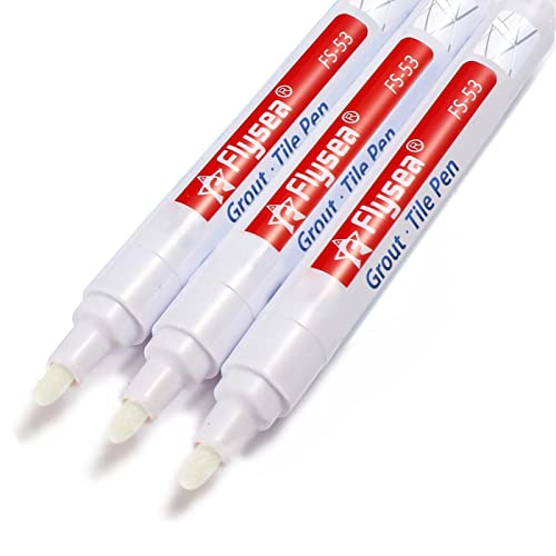 ForFine Grout Pen Restore Tile Grout Line Marker Pens 3 Pack for Kitchen, Bathroom, Parlor, Bedroom, Shower, Balcony Wall and Floor (White) ForFine