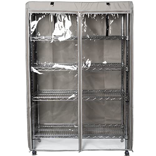 YLOVAN Storage Shelf Cover Wire Rack Shelving Dust Protective, Fits Racks 36''Wx14''Dx54''H One Side See Through Panel (Cover only) - WoodArtSupply