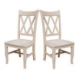 International Concepts Set of Two Double X-Back Dining Chair, 19.9"W x 22"D x 41.3"H, Wood Unfinished IC International Concepts