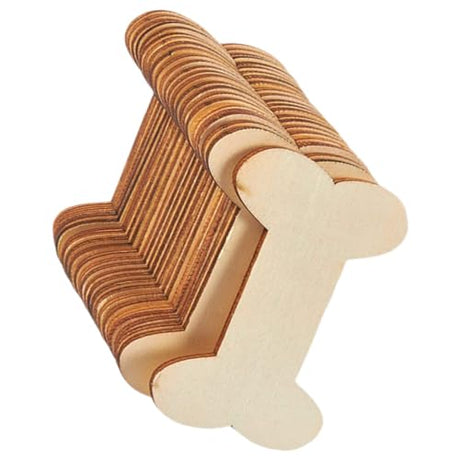VILLCASE 40pcs Wooden Bone Cutouts Unfinished Dog Bone Ornaments for DIY Craft Embellishments Gift Tags Christmas Party Home Decoration VILLCASE